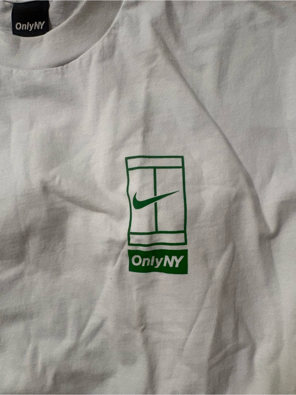 Nike White Short-Sleeve Tee with Green OnlyNY Graphic